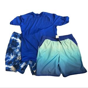Lands' End Boys XL 14-16 Blue Swimwear Set